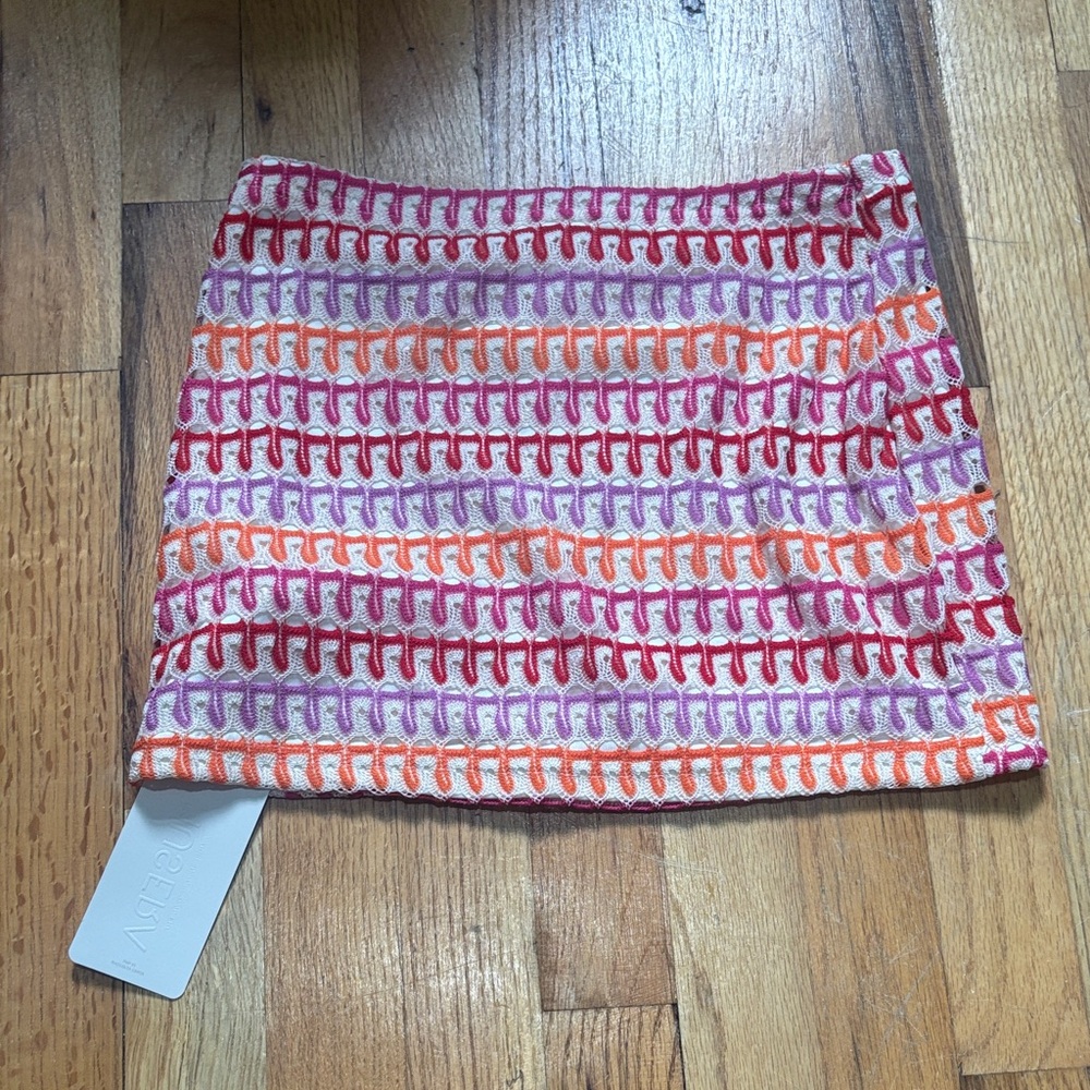 Muse Red and Purple Patterned Mini Skirt